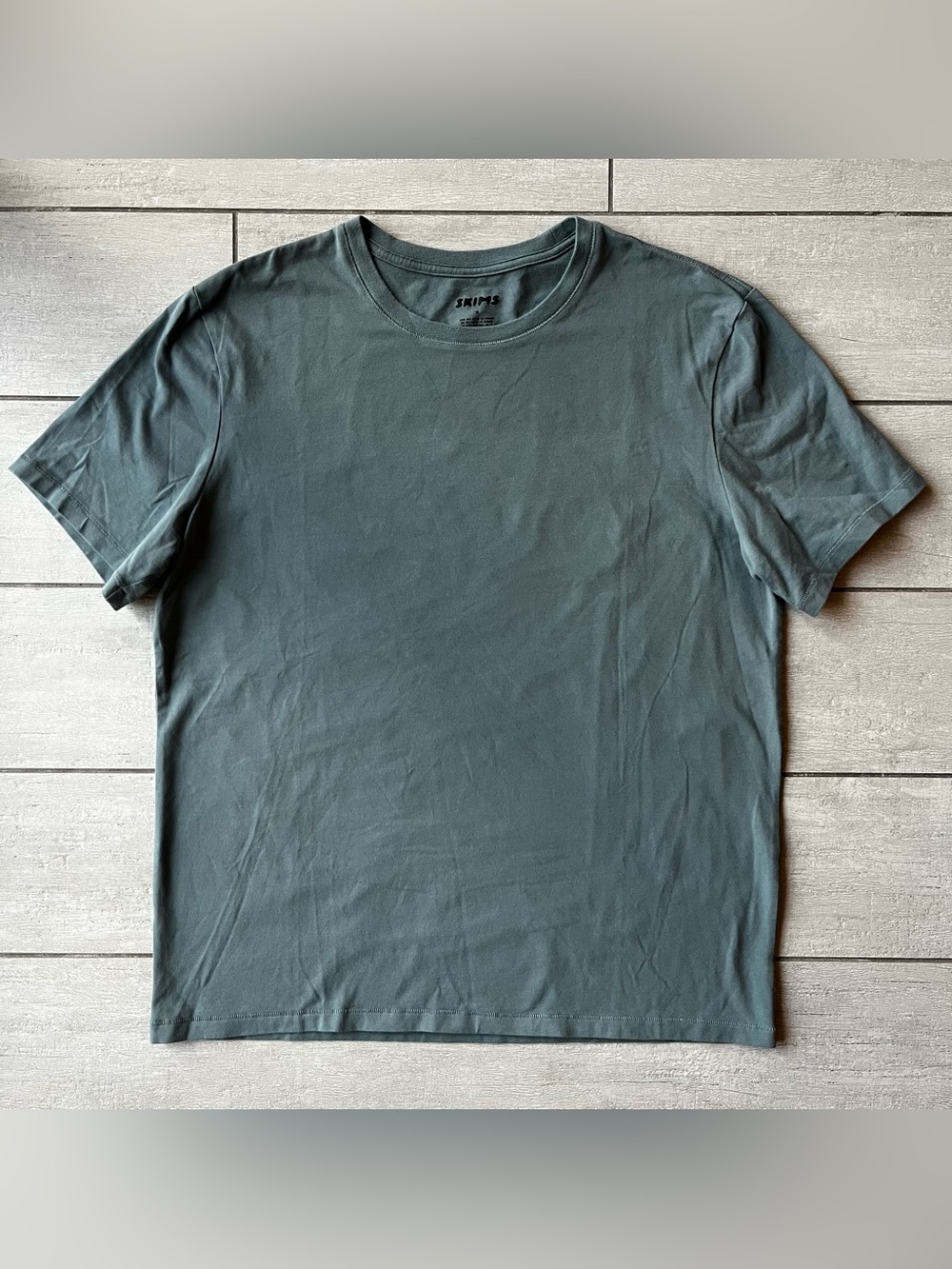 Skims MENS CLASSIC Crewneck T SHIRT Cotton Spandex Green Shirt Stretch Sz M